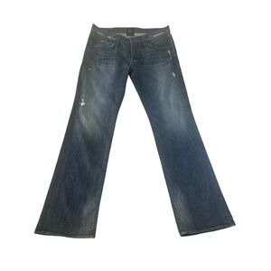 Rock & Republic Distressed Button Fly Denim Blue Jeans Men's 38x34 Straight Leg